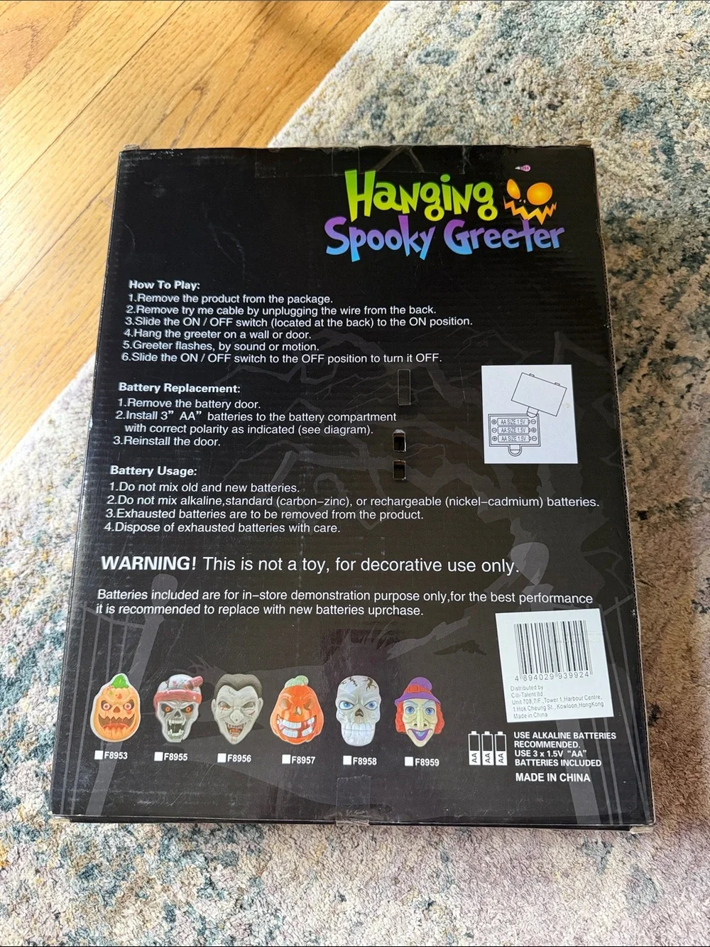 Pumpkin Head Hanging Spooky Greeter Motion & Sound Activated Halloween Decor